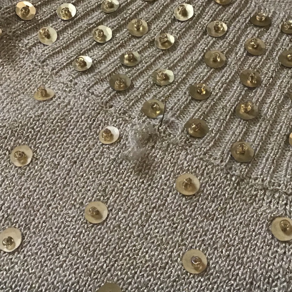 Jaclyn Smith Women’s Gold Metallic Sequins Sweater Party Winter Travel Sz Large - Picture 5 of 10
